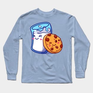 Cute Milk And Cute Cookies Cartoon Long Sleeve T-Shirt